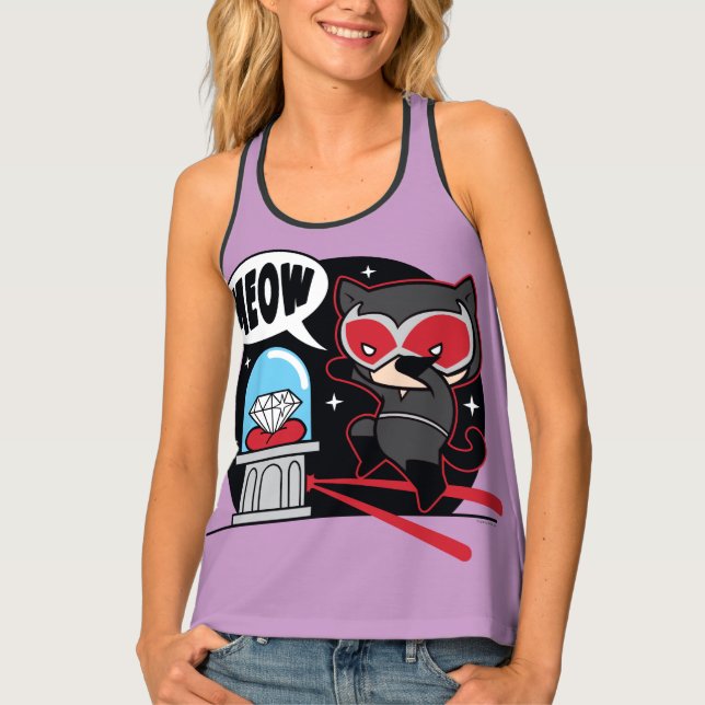 Chibi Catwoman Stealing A Diamond Tank Top (Front)