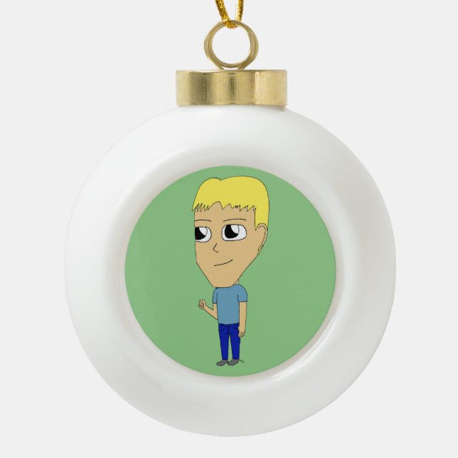 chibi    ceramic ball christmas ornament (Front)