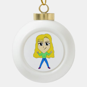 chibi ceramic ball christmas ornament