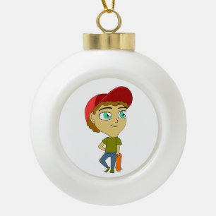 chibi ceramic ball christmas ornament