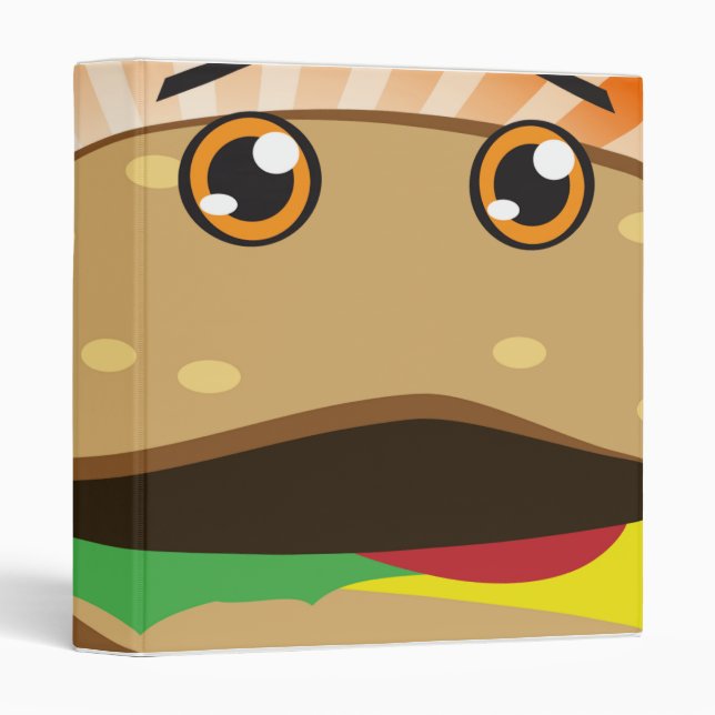 chibi cheeseburger notebook 3 ring binder (Front/Spine)