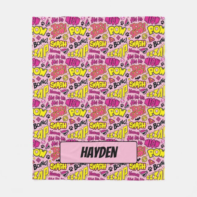 Chibi Comic Phrases and Logos Pattern Fleece Blanket (Front)