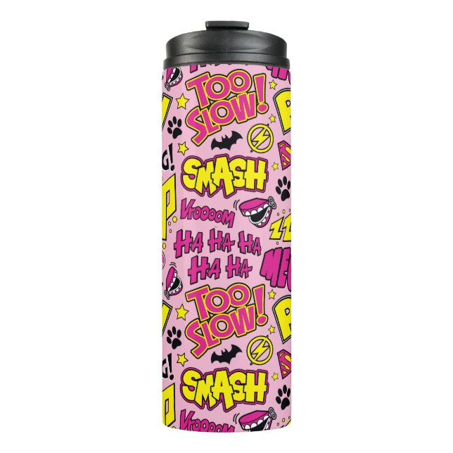 Chibi Comic Phrases and Logos Pattern Thermal Tumbler (Front)