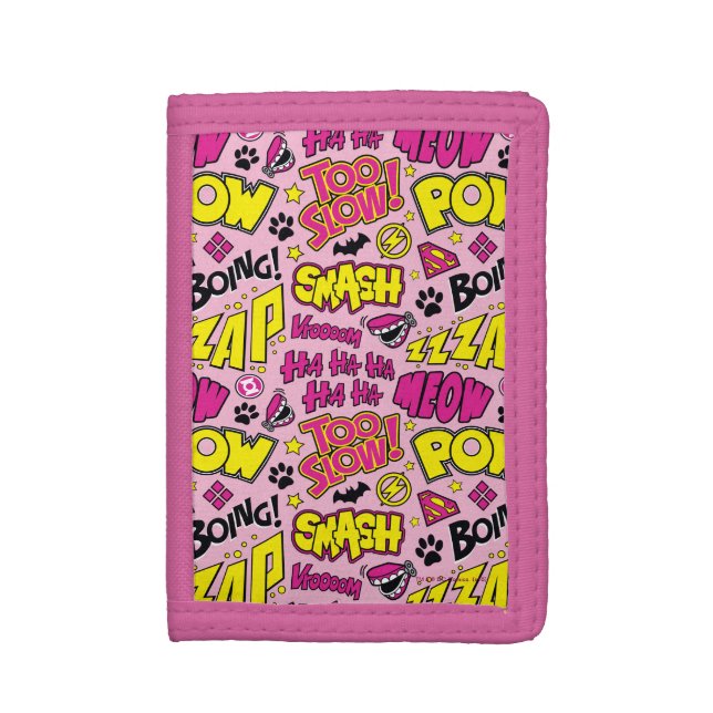 Chibi Comic Phrases and Logos Pattern Trifold Wallet (Front Vertical)