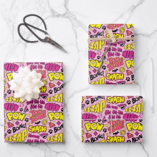 Chibi Comic Phrases and Logos Pattern Wrapping Paper Sheets