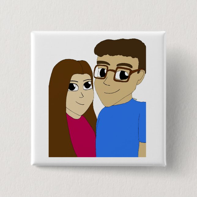 Chibi couple button (Front)