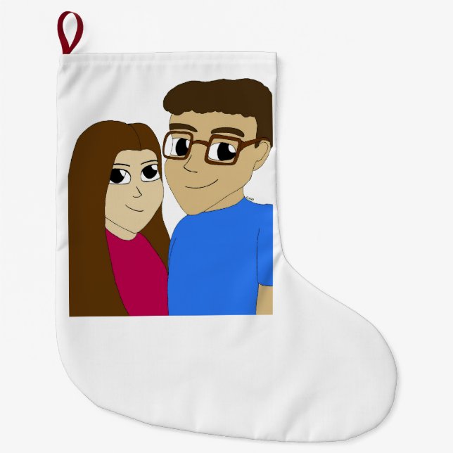 Chibi couple large christmas stocking (Front)
