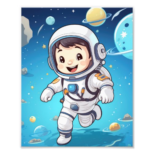 Chibi Cute Astronaut  Photo Print