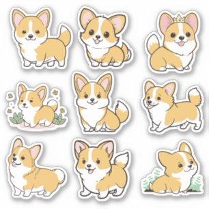 Chibi Cute Baby Corgi Dog Stickers
