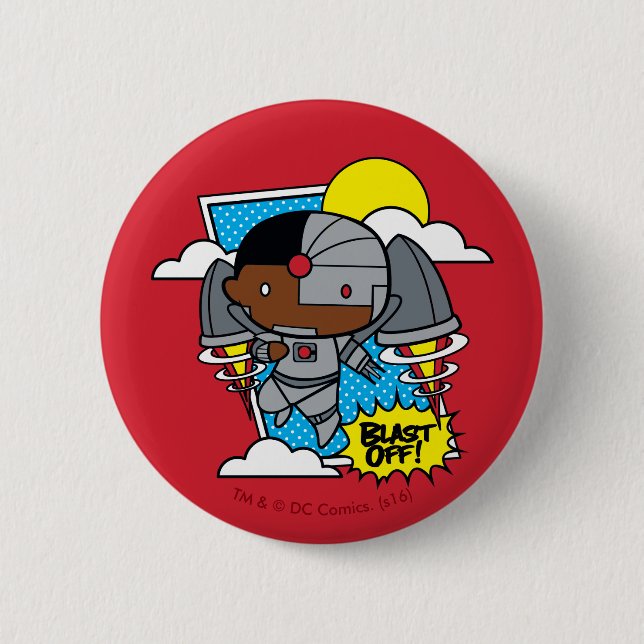 Chibi Cyborg Blast Off! Pinback Button (Front)