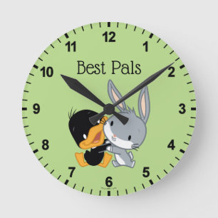 Chibi DAFFY DUCK™ & BUGS BUNNY™ Round Clock