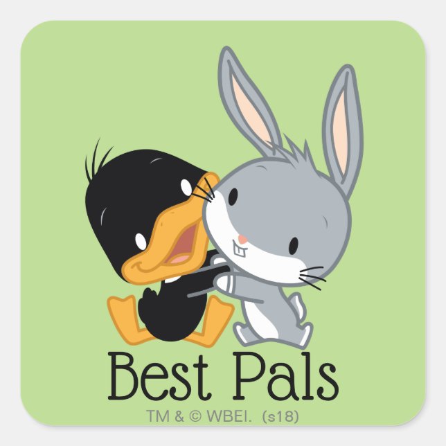 Chibi DAFFY DUCK™ & BUGS BUNNY™ Square Sticker (Front)