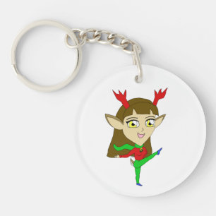 chibi dancing reindeer girl  keychain