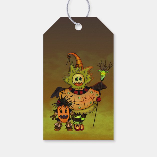 CHIBI DOLLS HALLOWEEN MONSTERS PINK GIFT TAG