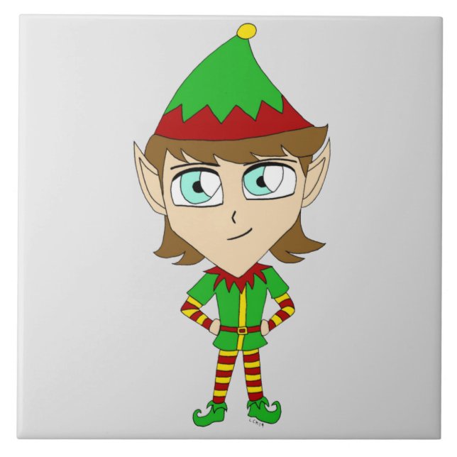 chibi elf   ceramic tile (Front)