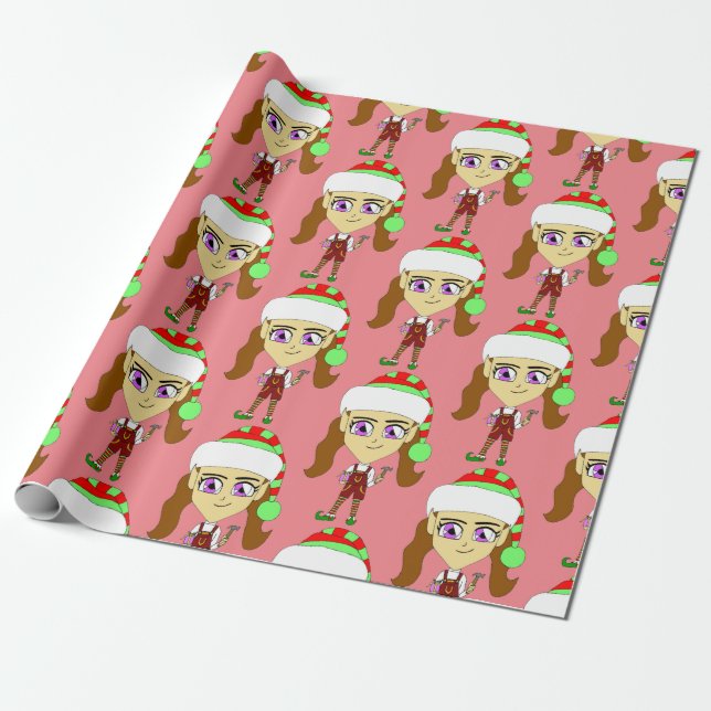 chibi elf  wrapping paper (Unrolled)