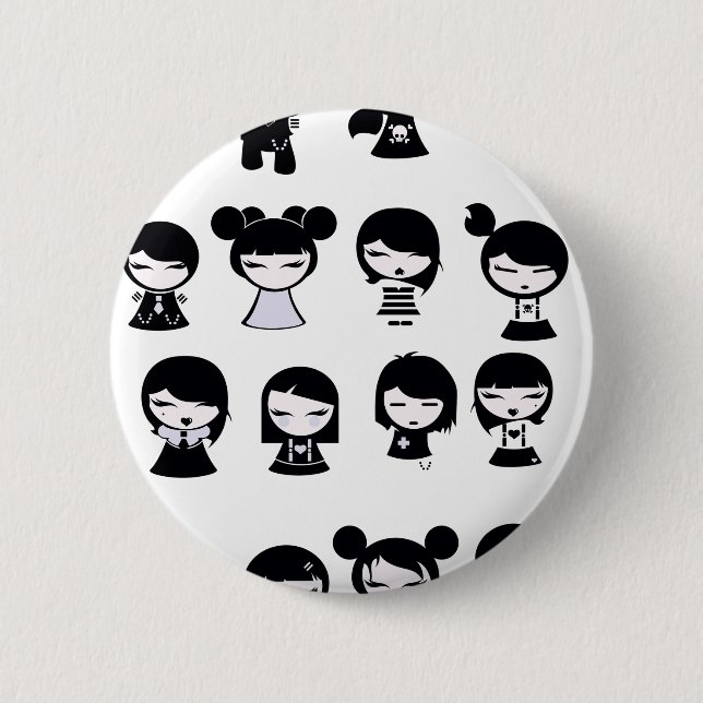 Chibi Emo Goth Pinback Button (Front)