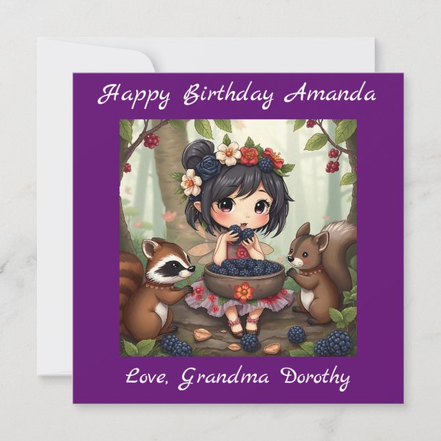 Chibi Fairy Birthday | Coloring page Card (Front)