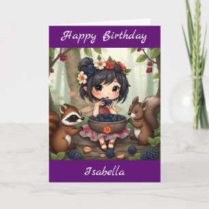 Chibi Fairy Birthday Coloring page Card