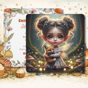 Chibi Fairy Girl and Baby Fox Girl's Birthday Invitation