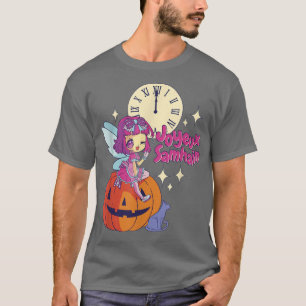 Chibi Fairy Godmother Black Cat Pumpkin Halloween  T-Shirt