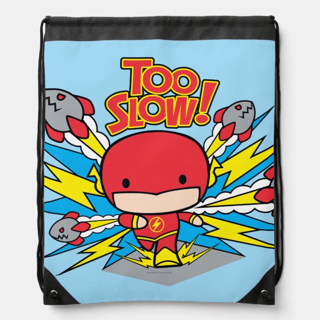 Chibi Flash Outrunning Rockets Drawstring Bag (Front)