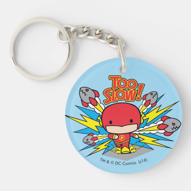 Chibi Flash Outrunning Rockets Keychain (Front)