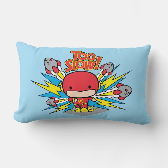 Chibi Flash Outrunning Rockets Lumbar Pillow (Front)