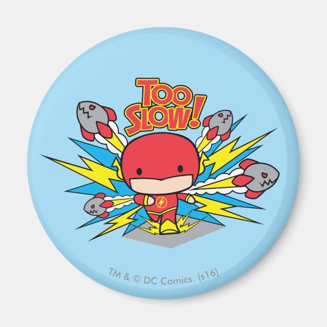 Chibi Flash Outrunning Rockets Magnet (Front)