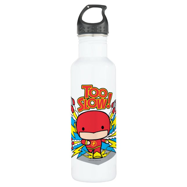 Chibi Flash Outrunning Rockets Stainless Steel Water Bottle (Front)