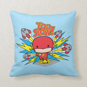 Chibi Flash Outrunning Rockets Throw Pillow