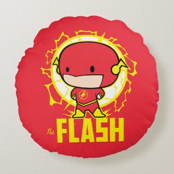 Chibi Flash With Electricity Round Pillow by justiceleague at Zazzle