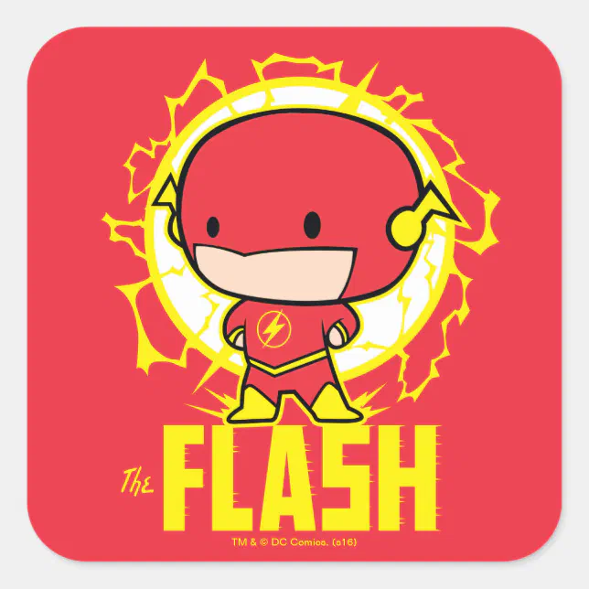 Chibi Flash With Electricity Square Sticker | Zazzle