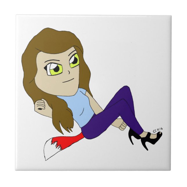 chibi foxy girl    ceramic tile (Front)