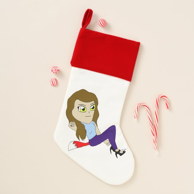 chibi foxy girl   christmas stocking (Front)