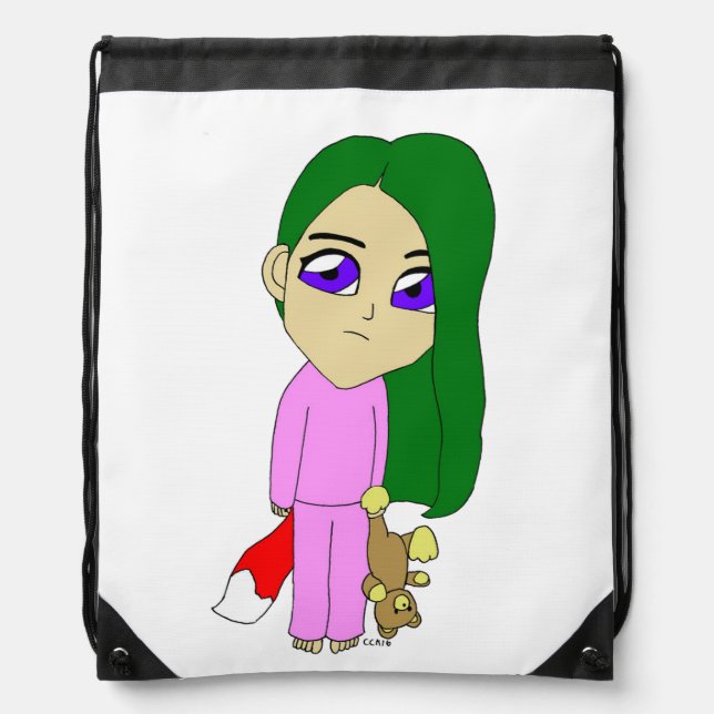 chibi foxy girl drawstring bag (Front)