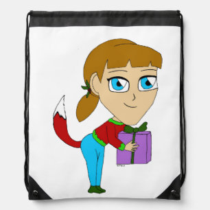chibi foxy girl  drawstring bag