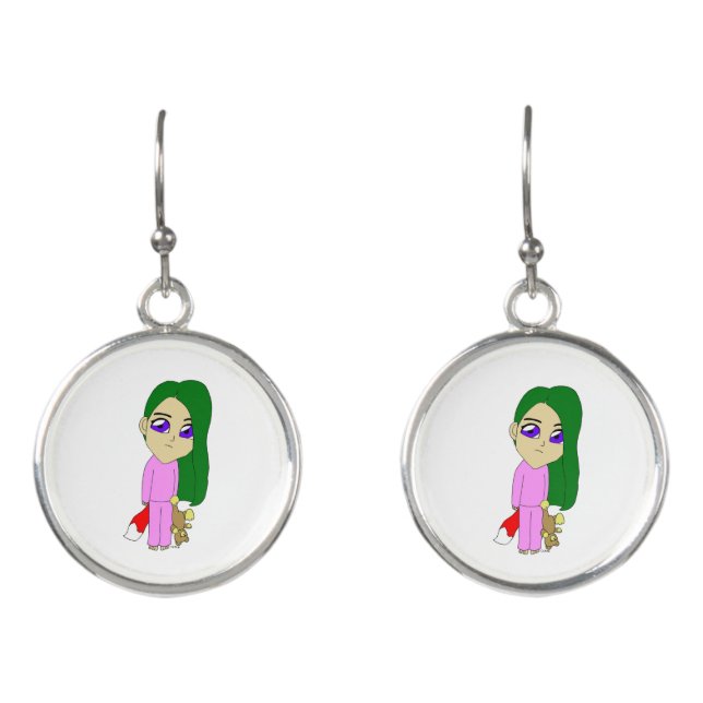 chibi foxy girl    earrings (Front)