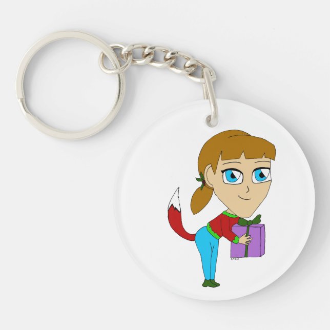 chibi foxy girl  keychain (Front)