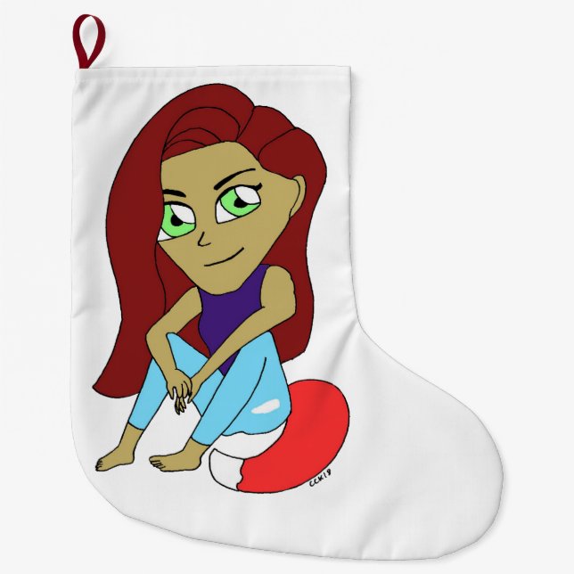 chibi foxy girl large christmas stocking (Front)