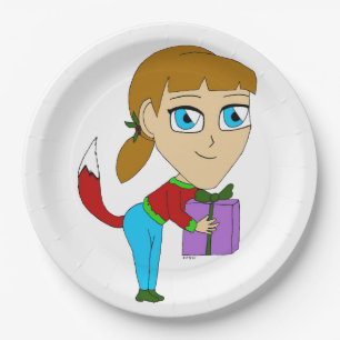 chibi foxy girl   paper plates