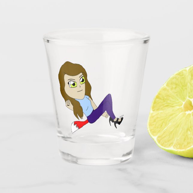 chibi foxy girl  shot glass (Front)