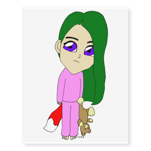 chibi foxy girl temporary tattoos (Front)
