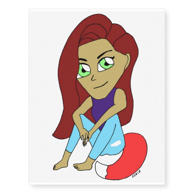 chibi foxy girl temporary tattoos (Front)