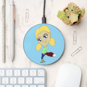 chibi foxy girl  wireless charger 