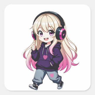 Chibi Funny Square Sticker