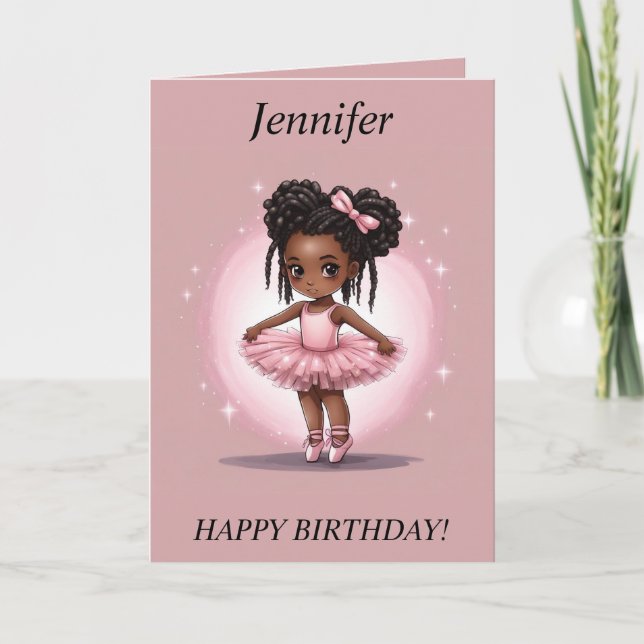 Chibi Girl dreads Ballerina Birthday Card (Front)