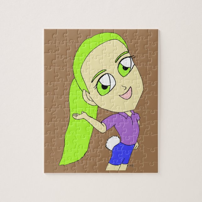 chibi girl with a bunny tail   button jigsaw puzzle (Vertical)