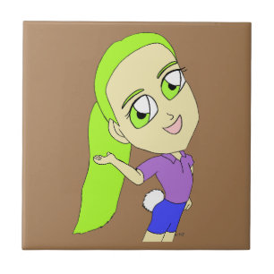 chibi girl with a bunny tail ceramic tile