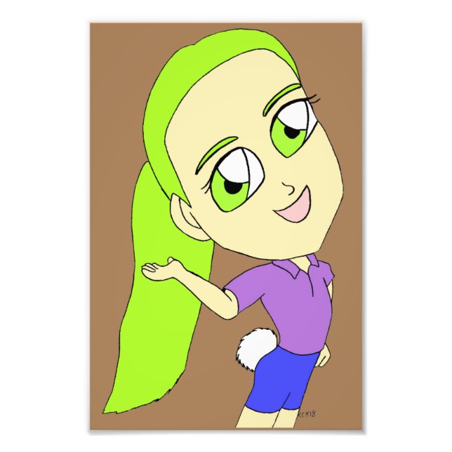 chibi girl with a bunny tail   photo print (Front)